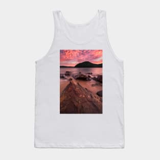 Pink skies over rocks and mountains in Ettalong Tank Top